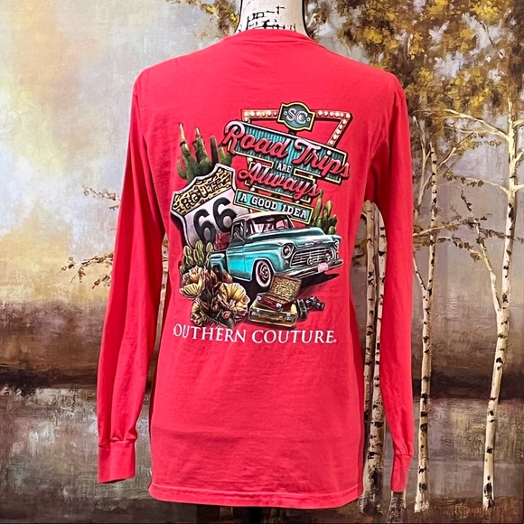 EUC SOUTHERN COUTURE Long Sleeve Tee w/Route 66 Back Design - Picture 4 of 7
